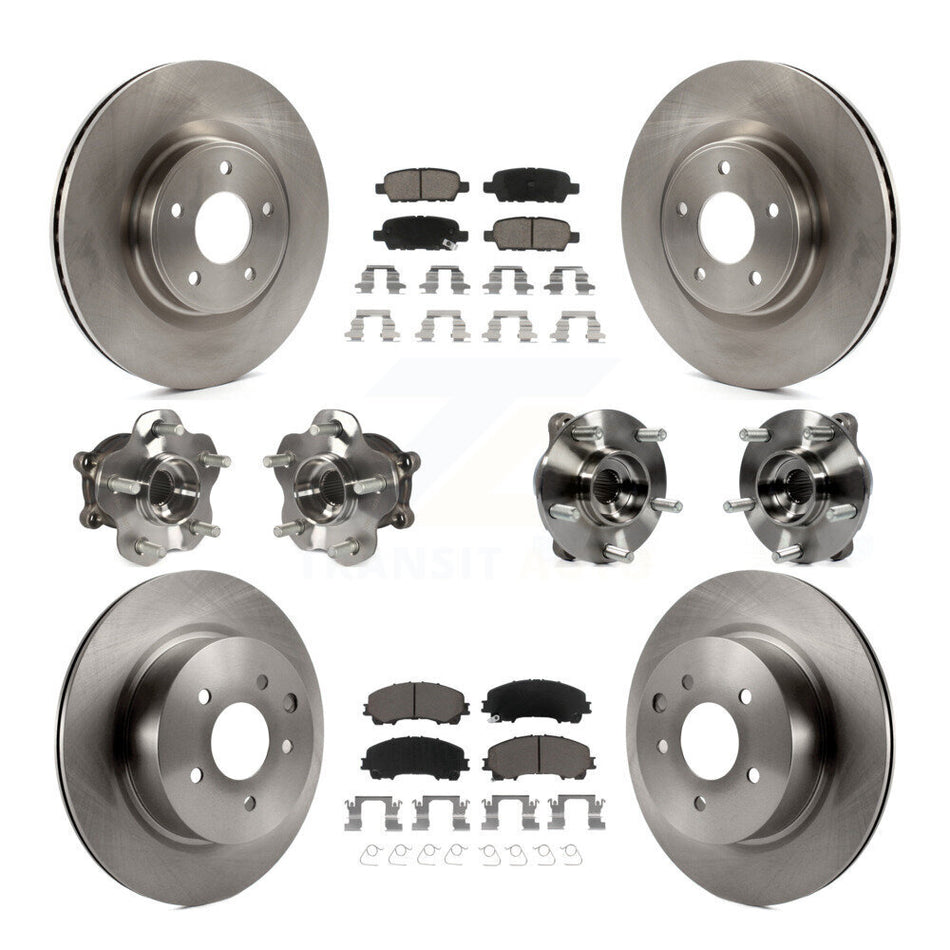 Front Rear Hub Bearing Disc Brake Rotor & Pads Kit (10Pc) For 2016-2017 INFINITI QX50 AWD KBB-119485