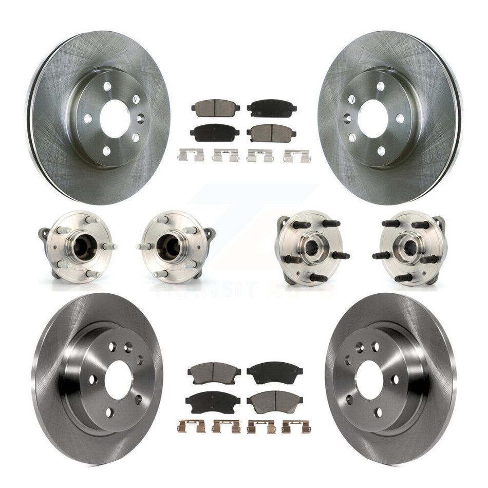 Front Rear Hub Bearings Assembly Disc Brake Rotors And Ceramic Pads Kit (10Pc) For 2011-2012 Chevrolet Cruze KBB-119488
