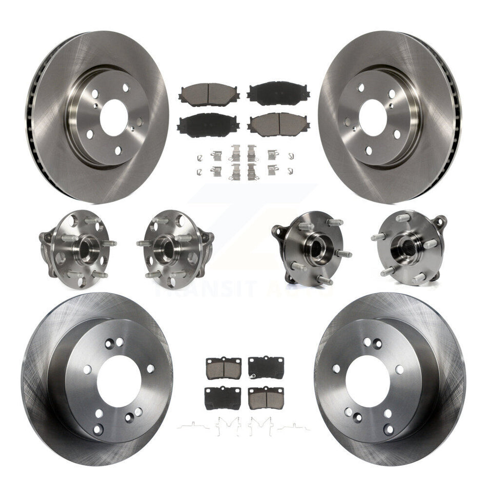 Front Rear Hub Bearings Assembly Disc Brake Rotors And Ceramic Pads Kit (10Pc) For Lexus IS250 KBB-119491