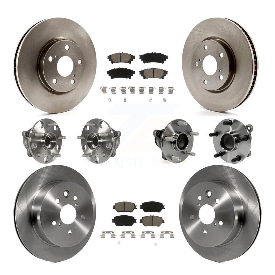 Front Rear Hub Bearings Assembly Disc Brake Rotors And Ceramic Pads Kit (10Pc) For 2014 Lexus IS250 C F Sport KBB-119495