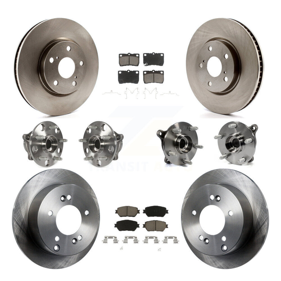 Front Rear Hub Bearings Assembly Disc Brake Rotors And Ceramic Pads Kit (10Pc) For Lexus IS250 Vehicles Built USA Market KBB-119496