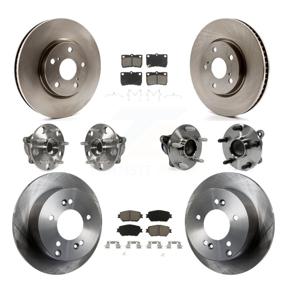 Front Rear Hub Bearings Assembly Disc Brake Rotors And Ceramic Pads Kit (10Pc) For Lexus IS250 Vehicles Built USA Market KBB-119497