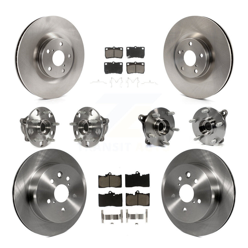 Front Rear Hub Bearings Assembly Disc Brake Rotors And Ceramic Pads Kit (10Pc) For Lexus GS350 IS350 KBB-119502