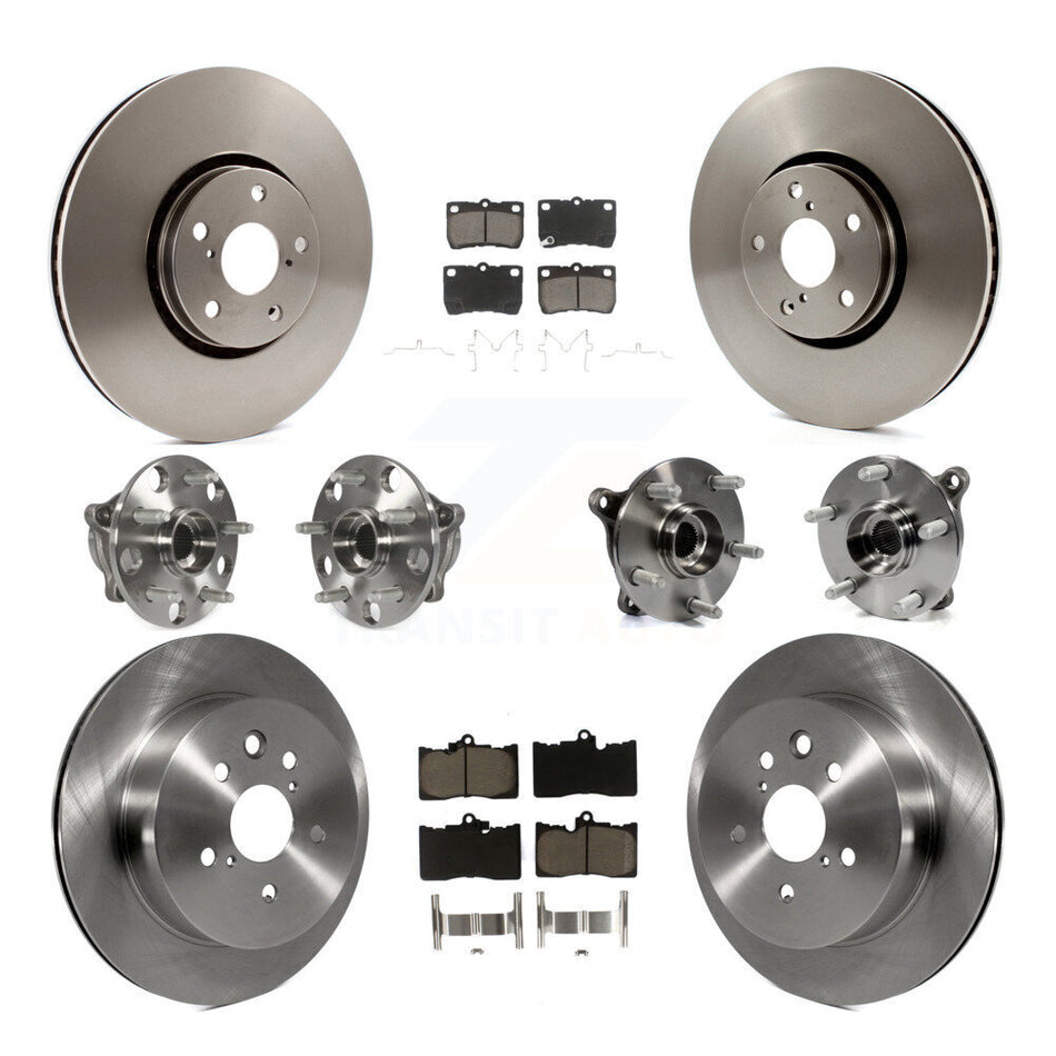 Front Rear Hub Bearings Assembly Disc Brake Rotors And Ceramic Pads Kit (10Pc) For Lexus IS350 Vehicles Built Canadian Market KBB-119503