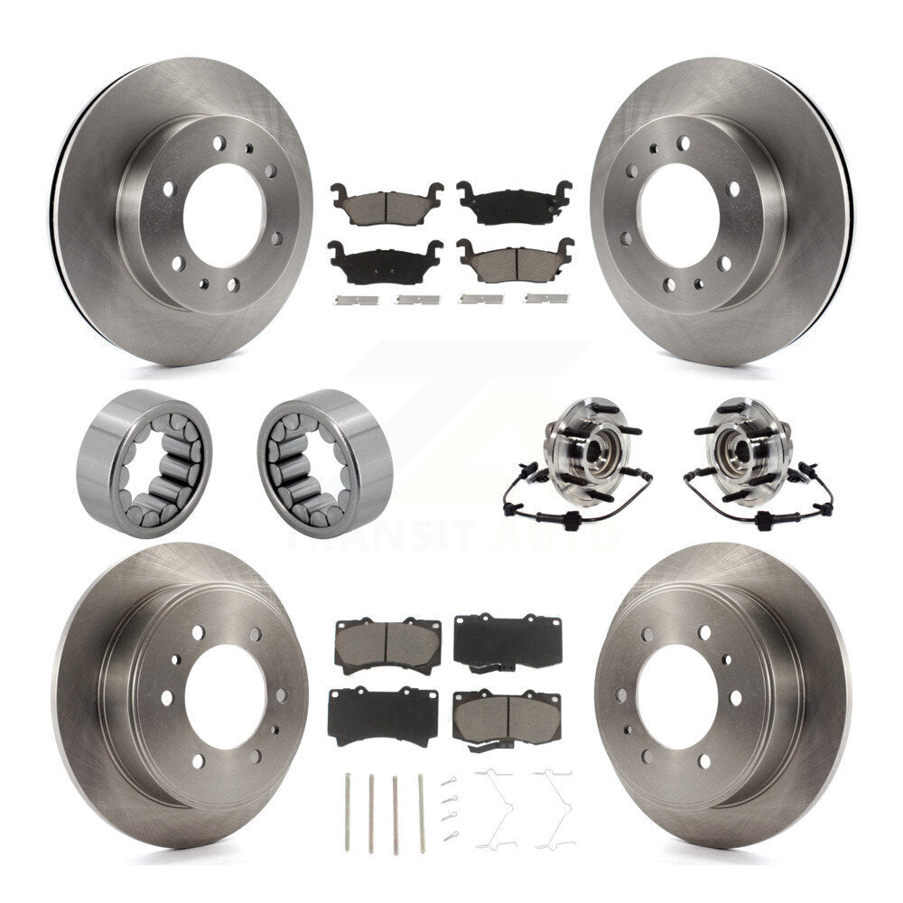 Front Rear Hub Bearing Disc Brake Rotor & Pad Shoe Kit (10Pc) For 2009-2010 Hummer H3T H3 KBB-119508