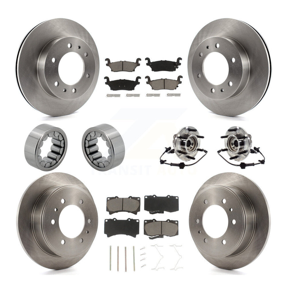 Front Rear Hub Bearing Disc Brake Rotor & Pad Shoe Kit (10Pc) For 2009-2010 Hummer H3T H3 KBB-119508
