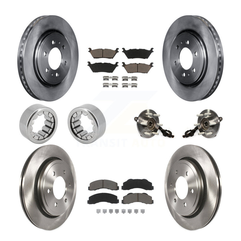 Front Rear Hub Bearing Disc Brake Rotors And Ceramic Pads Shoes Kit (10Pc) For Ford F-150 KBB-119529