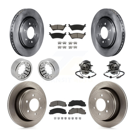 Front Rear Hub Bearing Brake Rotor & Pad Shoe Kit (10Pc) For Ford F-150 With 6 Lug Wheels KBB-119548