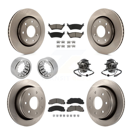 Front Rear Hub Bearing Brake Rotor & Pad Shoe Kit (10Pc) For Ford F-150 With 7 Lug Wheels KBB-119549