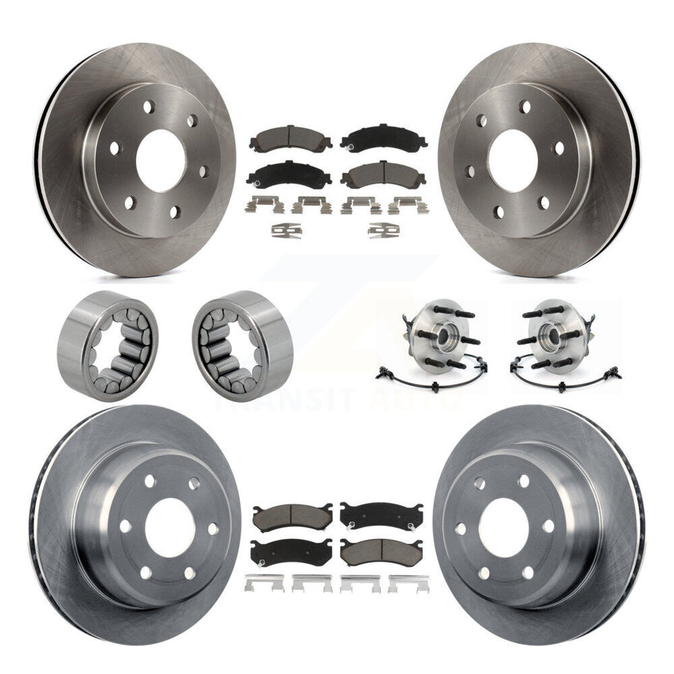 Front Rear Hub Bearing Brake Rotor & Pad Shoe Kit (10Pc) For Chevrolet Avalanche 1500 GMC KBB-119553
