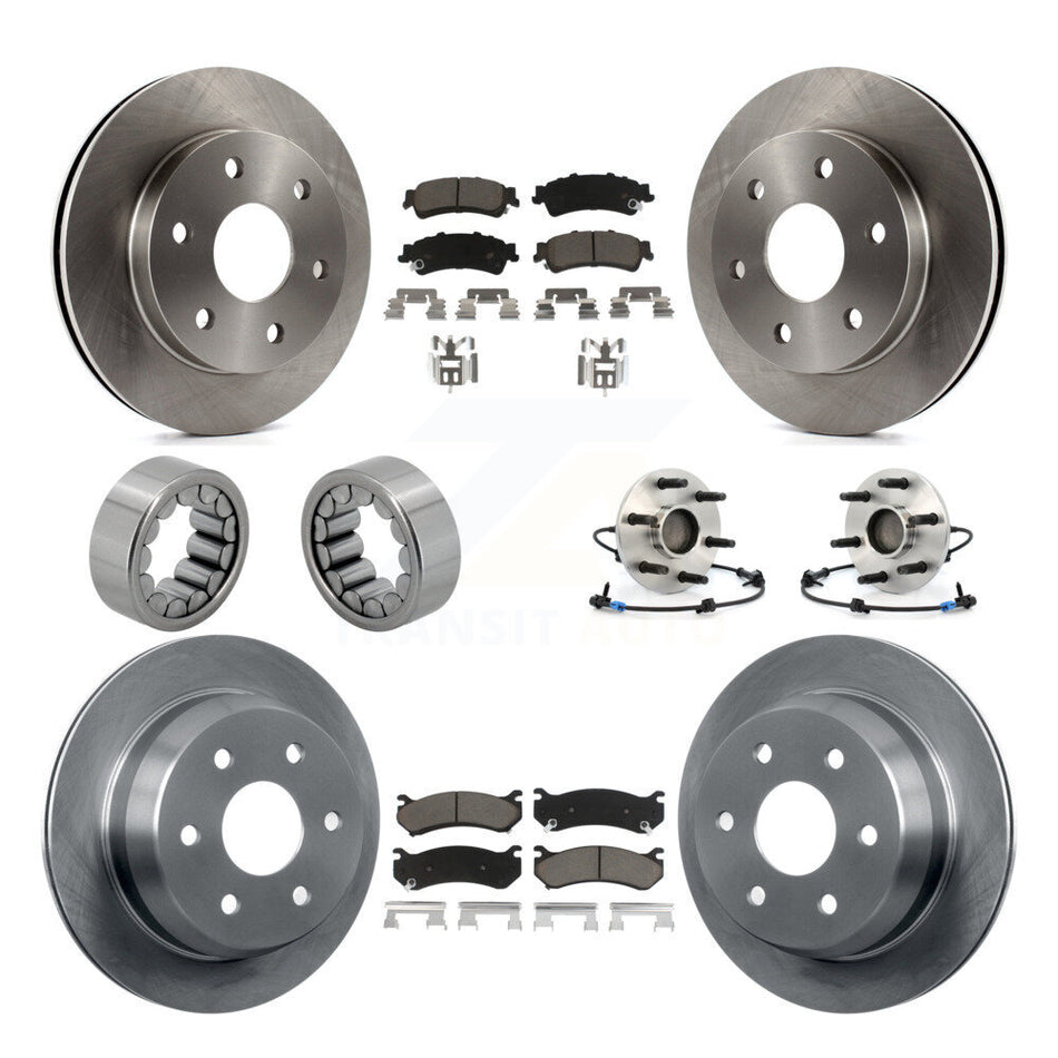 Front Rear Hub Bearing Brake Rotor & Pad Shoe Kit (10Pc) For Chevrolet Silverado 1500 GMC KBB-119554