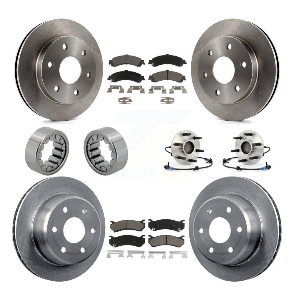 Front Rear Hub Bearing Brake Rotor & Pad Shoe Kit (10Pc) For Chevrolet Avalanche 1500 RWD KBB-119555