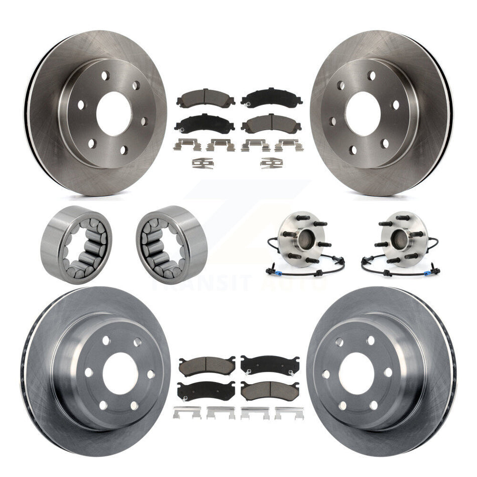 Front Rear Hub Bearing Brake Rotor & Pad Shoe Kit (10Pc) For Chevrolet Avalanche 1500 RWD KBB-119555