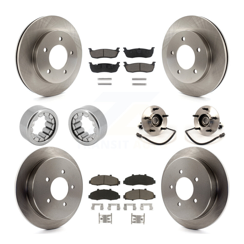 Front Rear Hub Bearing Disc Brake Rotors And Ceramic Pads Shoes Kit (10Pc) For Ford F-150 KBB-119561