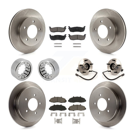 Front Rear Hub Bearing Disc Brake Rotors And Ceramic Pads Shoes Kit (10Pc) For Ford F-150 KBB-119561