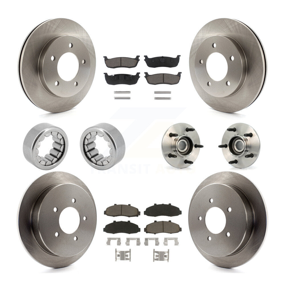 Front Rear Hub Bearing Disc Brake Rotors And Ceramic Pads Shoes Kit (10Pc) For Ford F-150 KBB-119564