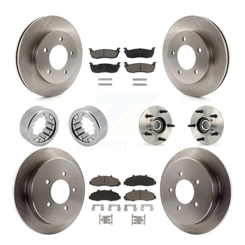 Front Rear Hub Bearing Disc Brake Rotors And Ceramic Pads Shoes Kit (10Pc) For Ford F-150 KBB-119564