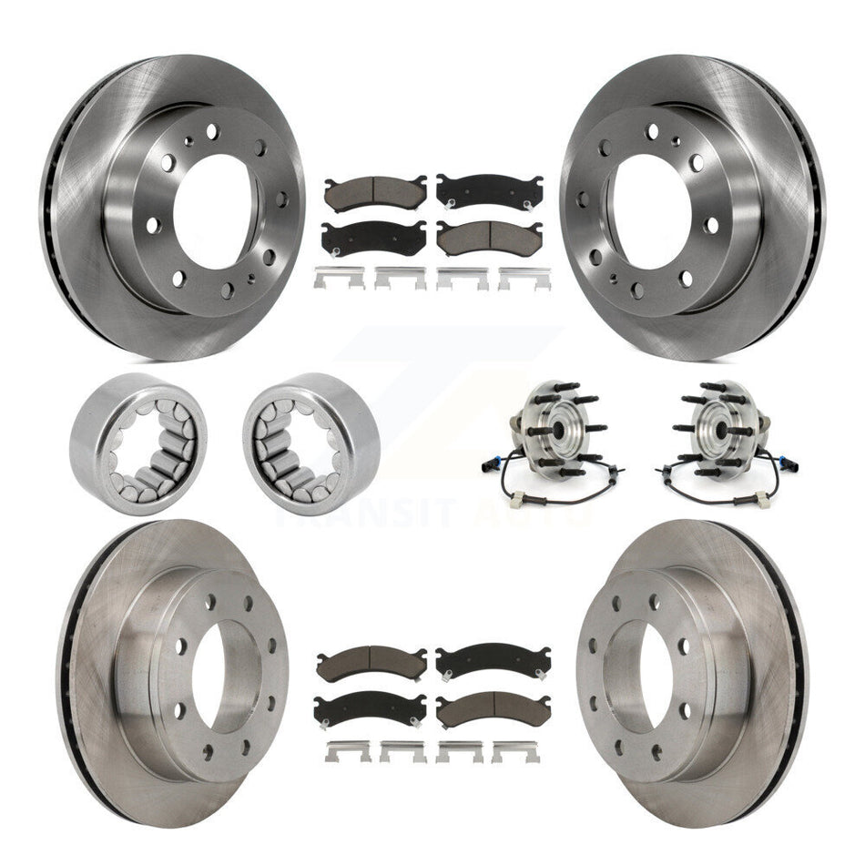 Front Rear Hub Bearing Brake Rotor & Pads Shoe Kit (10Pc) For Hummer H2 With 8 Lug Wheels KBB-119578