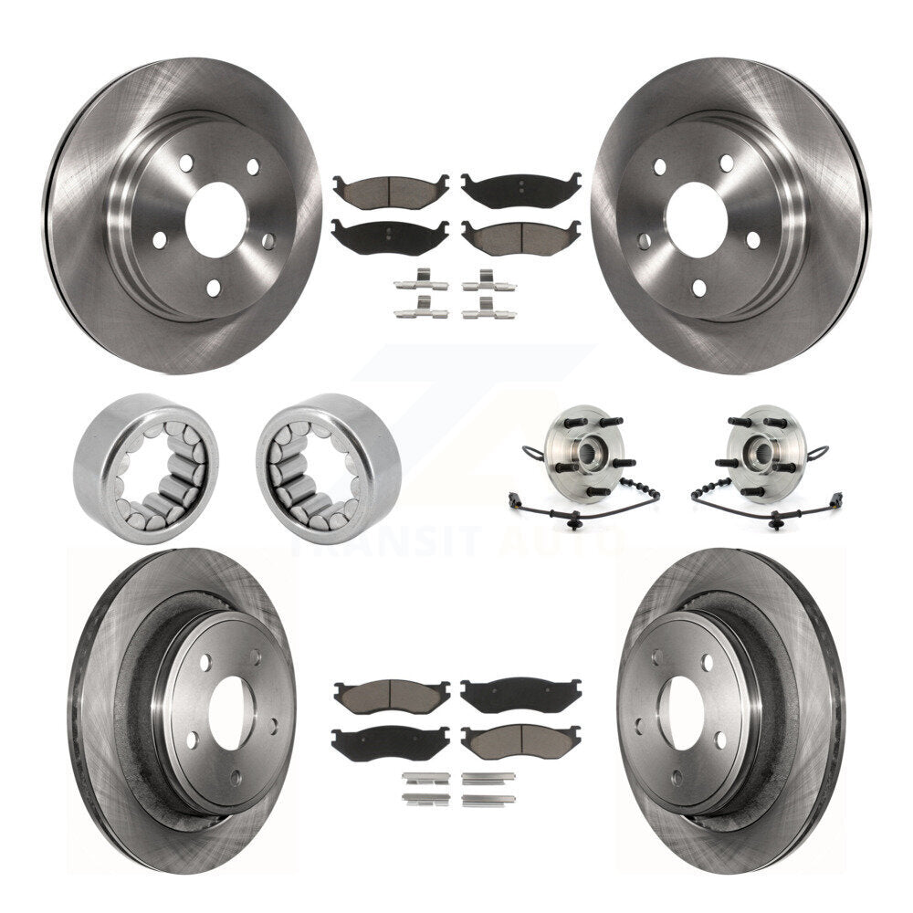 Front Rear Wheel Hub Bearing Disc Brake Rotor And Pads Shoe Kit (10Pc) For Dodge Ram 1500 KBB-119601