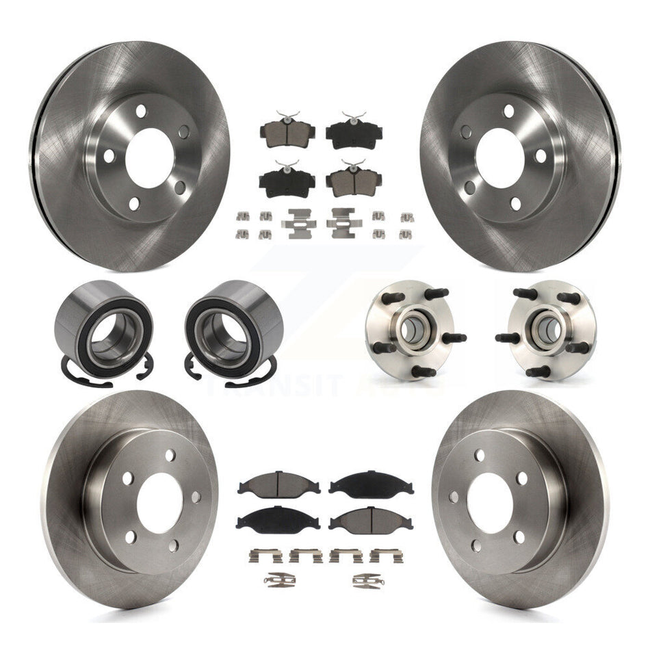 Front Rear Wheel Hub Bearings Assembly Disc Brake Rotors And Ceramic Pads Shoes Kit (10Pc) For 2003 Ford Mustang SVT Cobra 10th Anniversary KBB-119606