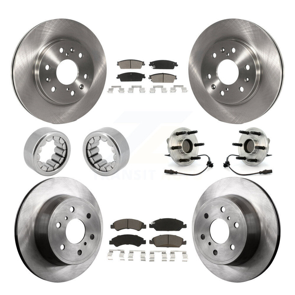 Front Rear Hub Bearing Brake Rotor & Pad Shoe Kit (10Pc) For Chevrolet Silverado 1500 GMC KBB-119630