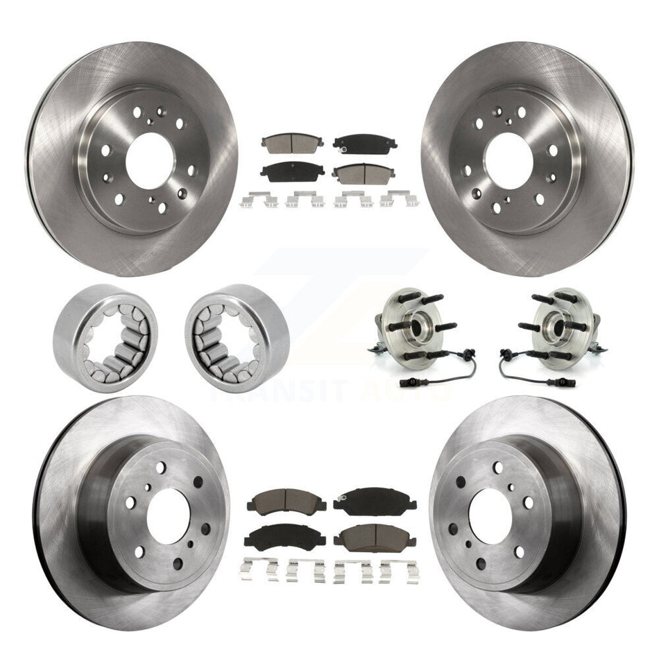 Front Rear Hub Bearing Brake Rotor & Pad Shoe Kit (10Pc) For Chevrolet Silverado 1500 GMC KBB-119634