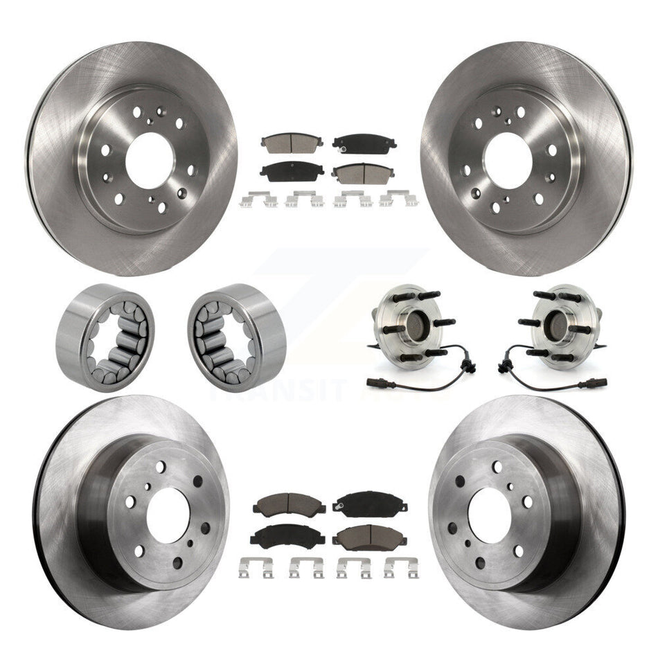 Front Rear Hub Bearing Brake Rotor Pads Shoe Kit (10Pc) For Chevrolet Avalanche GMC Tahoe KBB-119638