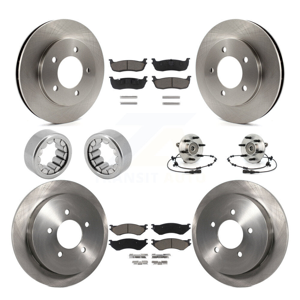 Front Rear Hub Bearing Disc Brake Rotor & Pad Shoe Kit (10Pc) For Ford Expedition Lincoln KBB-119654