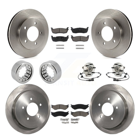 Front Rear Hub Bearing Disc Brake Rotor & Pad Shoe Kit (10Pc) For Ford Expedition Lincoln KBB-119654