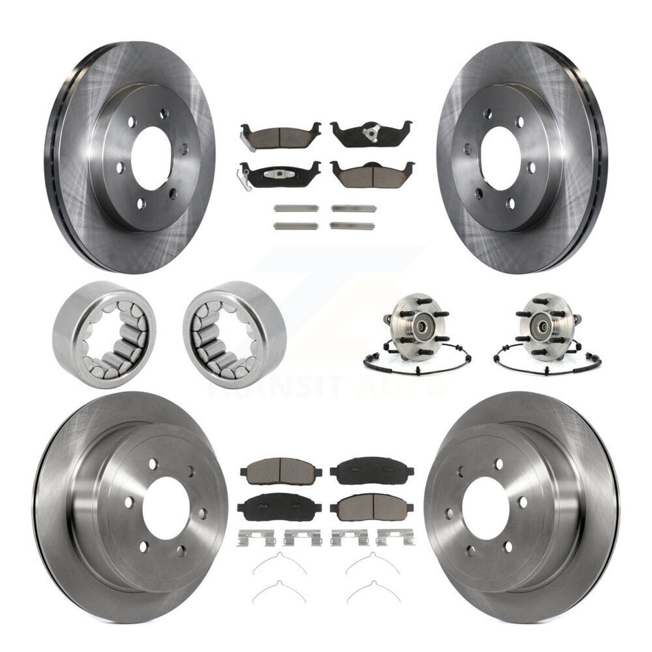 Front Rear Hub Bearing Brake Rotor Pads Shoe Kit (10Pc) For 2006-2008 Lincoln Mark LT 4WD KBB-119675