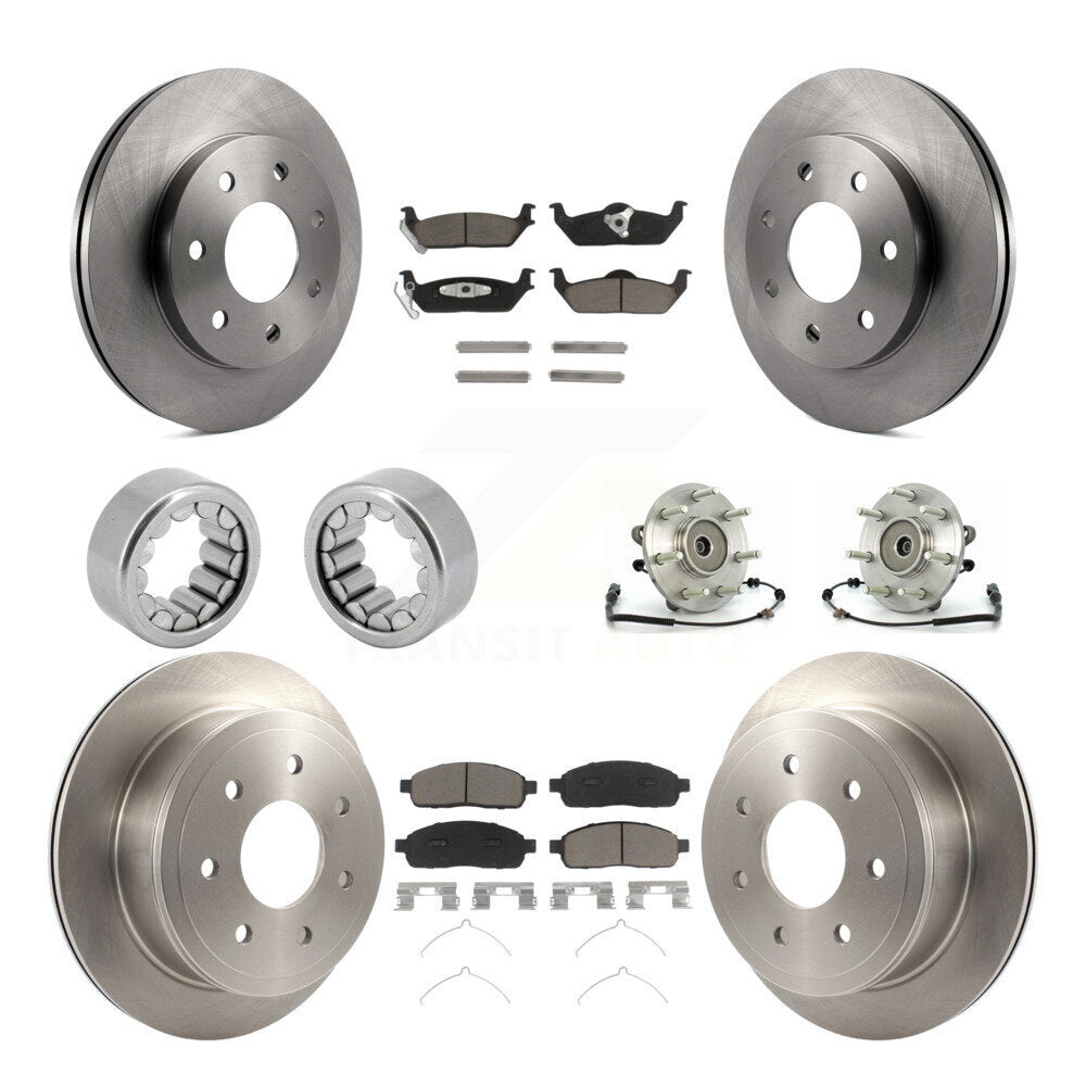 Front Rear Hub Bearing Brake Rotor Pads Shoe Kit (10Pc) For 2006-2008 Lincoln Mark LT 4WD KBB-119676