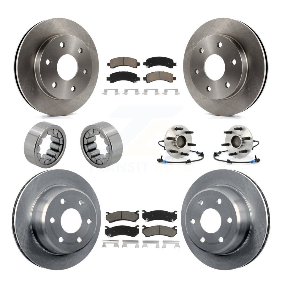 Front Rear Hub Bearing Brake Rotor & Pad Shoe Kit (10Pc) For Chevrolet Avalanche 1500 GMC KBB-119685