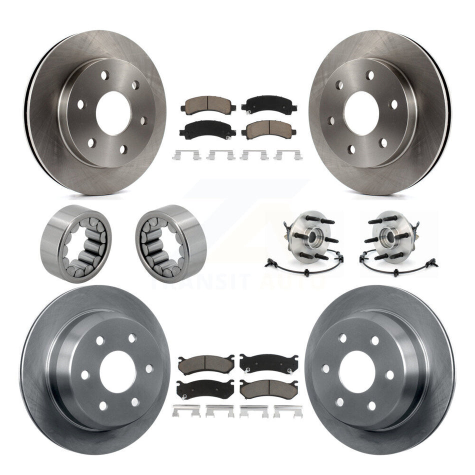 Front Rear Hub Bearing Brake Rotor & Pad Shoe Kit (10Pc) For Chevrolet Avalanche 1500 4WD KBB-119691
