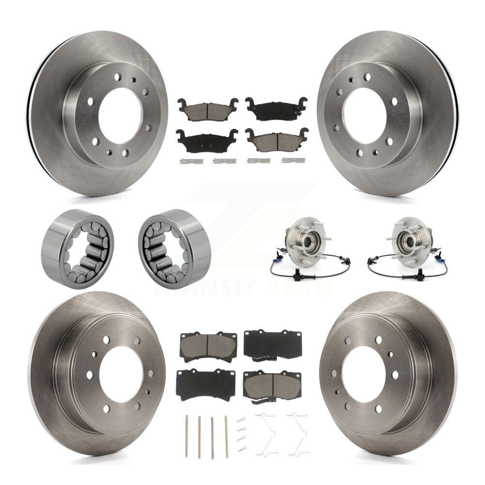 Front Rear Hub Bearing Disc Brake Rotors And Pads Shoe Kit (10Pc) For 2006-2008 Hummer H3 KBB-119693