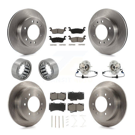 Front Rear Hub Bearing Disc Brake Rotors And Pads Shoe Kit (10Pc) For 2006-2008 Hummer H3 KBB-119693