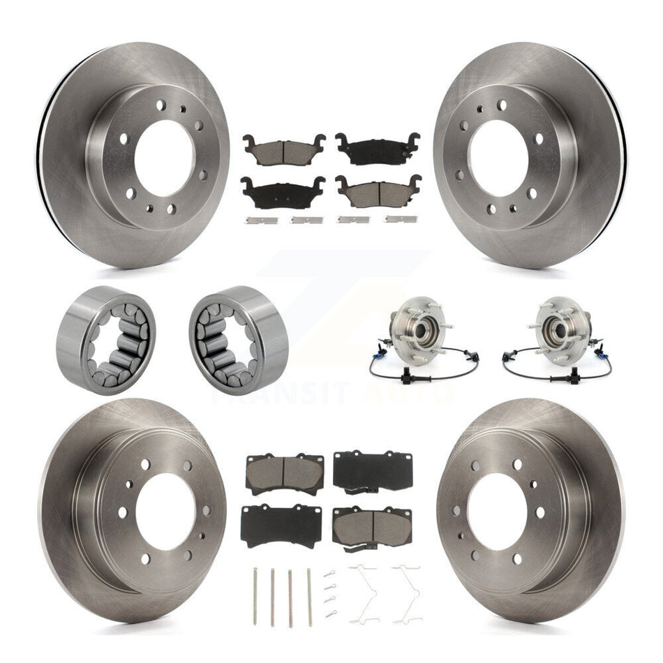 Front Rear Hub Bearing Disc Brake Rotors And Pads Shoe Kit (10Pc) For 2006-2008 Hummer H3 KBB-119693