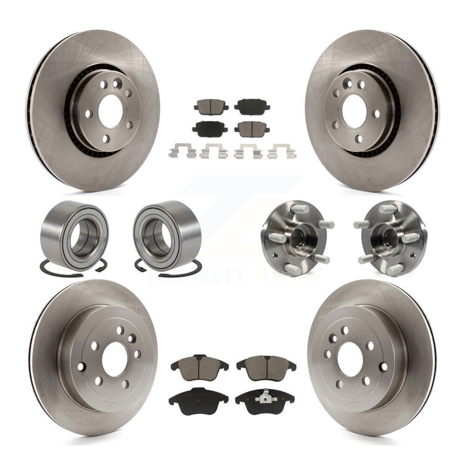 Front Rear Wheel Hub Bearings Assembly Disc Brake Rotors And Ceramic Pads Shoes Kit (10Pc) For 2008-2011 Land Rover LR2 KBB-119694