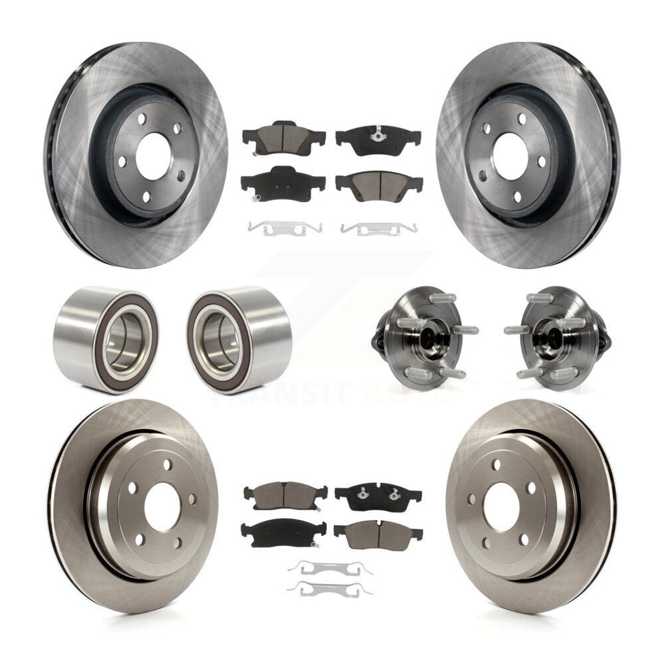 Front Rear Wheel Hub Bearings Assembly Disc Brake Rotors And Ceramic Pads Shoes Kit (10Pc) For Dodge Durango Jeep Grand Cherokee KBB-119709