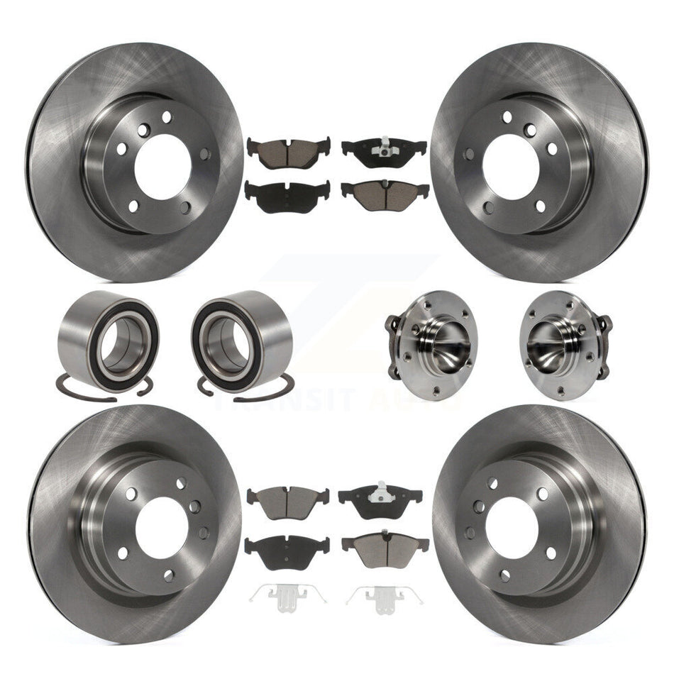 Front Rear Wheel Hub Bearings Assembly Disc Brake Rotors And Ceramic Pads Shoes Kit (10Pc) For BMW 328i 325i 323i KBB-119712