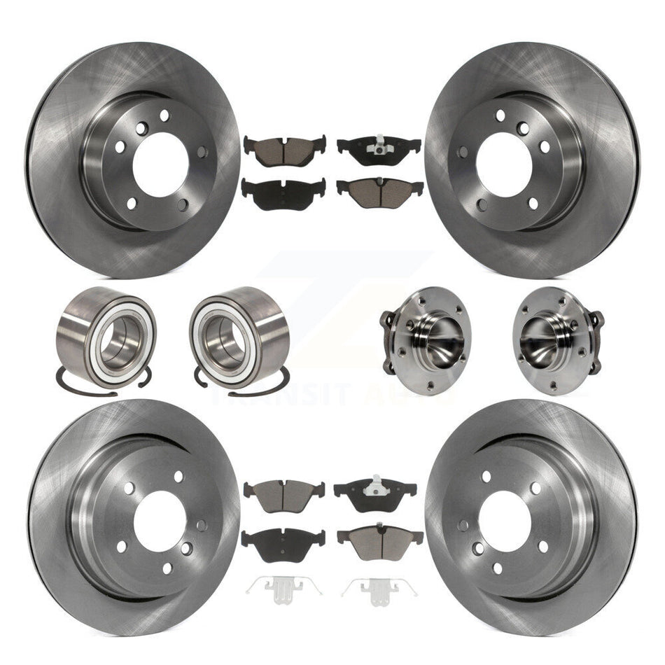 Front Rear Wheel Hub Bearings Assembly Disc Brake Rotors And Ceramic Pads Shoes Kit (10Pc) For BMW 328i Wagon KBB-119713