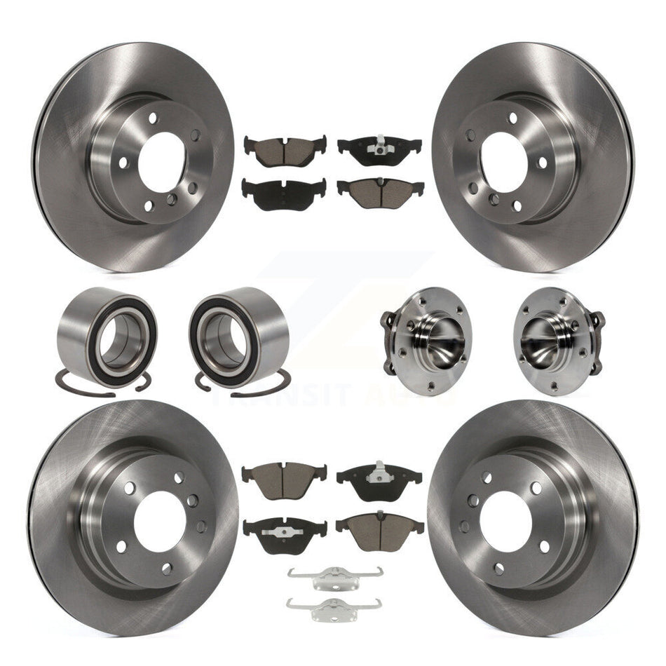 Front Rear Wheel Hub Bearings Assembly Disc Brake Rotors And Ceramic Pads Shoes Kit (10Pc) For BMW 328i 323i KBB-119714