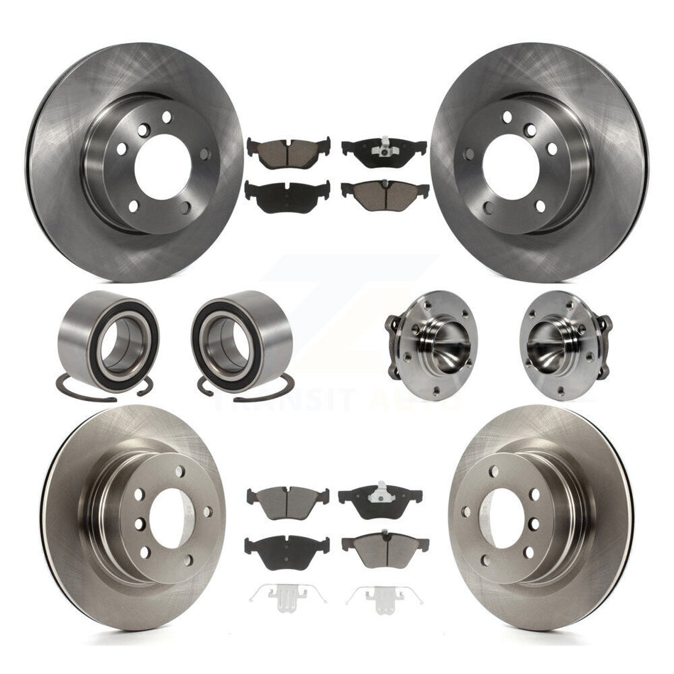 Front Rear Wheel Hub Bearings Assembly Disc Brake Rotors And Ceramic Pads Shoes Kit (10Pc) For 2008-2013 BMW 128i KBB-119716