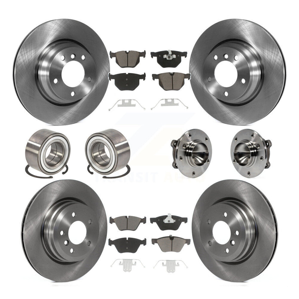 Front Rear Wheel Hub Bearings Assembly Disc Brake Rotors And Ceramic Pads Shoes Kit (10Pc) For 2006 BMW 330i KBB-119717