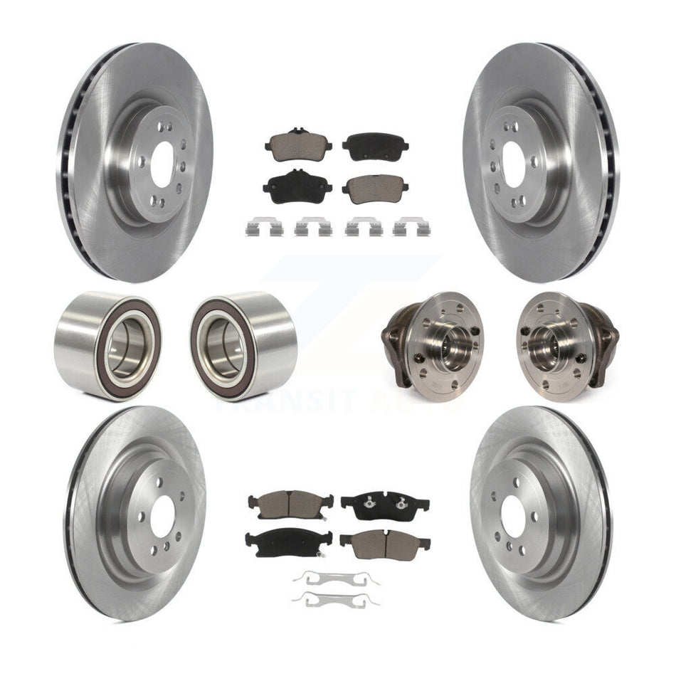 Front Rear Wheel Hub Bearings Assembly Disc Brake Rotors And Ceramic Pads Shoes Kit (10Pc) For Mercedes-Benz GL450 GL350 Without Sport Package KBB-119733