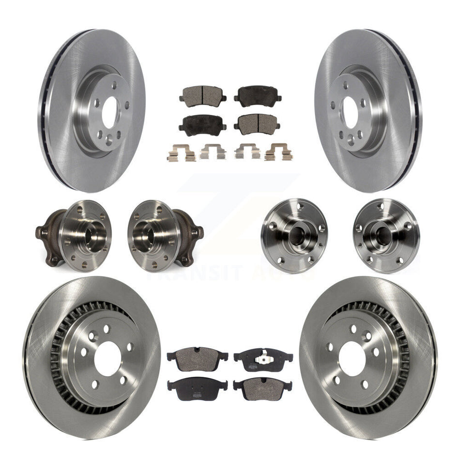 Front Rear Hub Bearings Assembly Disc Brake Rotors And Semi-Metallic Pads Kit (10Pc) For Volvo XC60 AWD KBB-119740