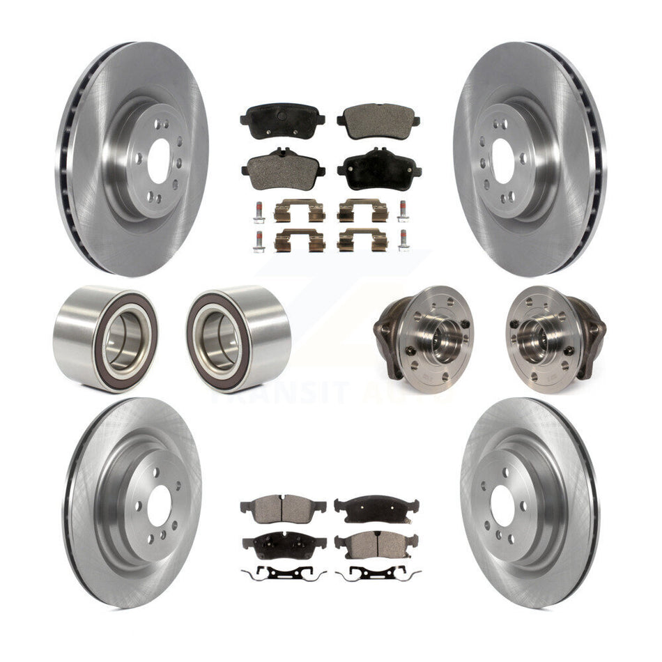 Front Rear Wheel Hub Bearings Assembly Disc Brake Rotors And Semi-Metallic Pads Shoes Kit (10Pc) For Mercedes-Benz GL450 GL350 Without Sport Package KBB-119766