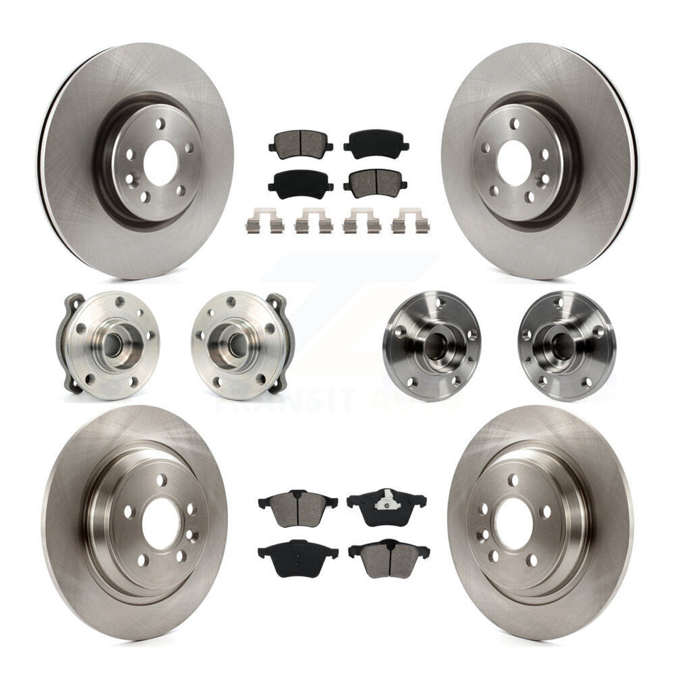 Front Rear Hub Bearings Assembly Disc Brake Rotors And Semi-Metallic Pads Kit (10Pc) For 2013-2014 Volvo S60 3.0L With 336mm Diameter Rotor KBB-119774