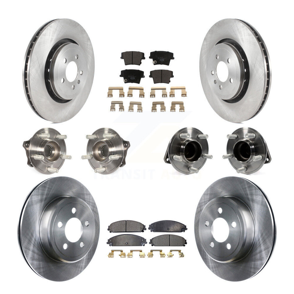 Front Rear Hub Bearings Assembly Disc Brake Rotors And Ceramic Pads Kit (10Pc) For 2017-2018 Dodge Charger RWD with 5.7L With 355mm Diameter Rotor KBB-119799