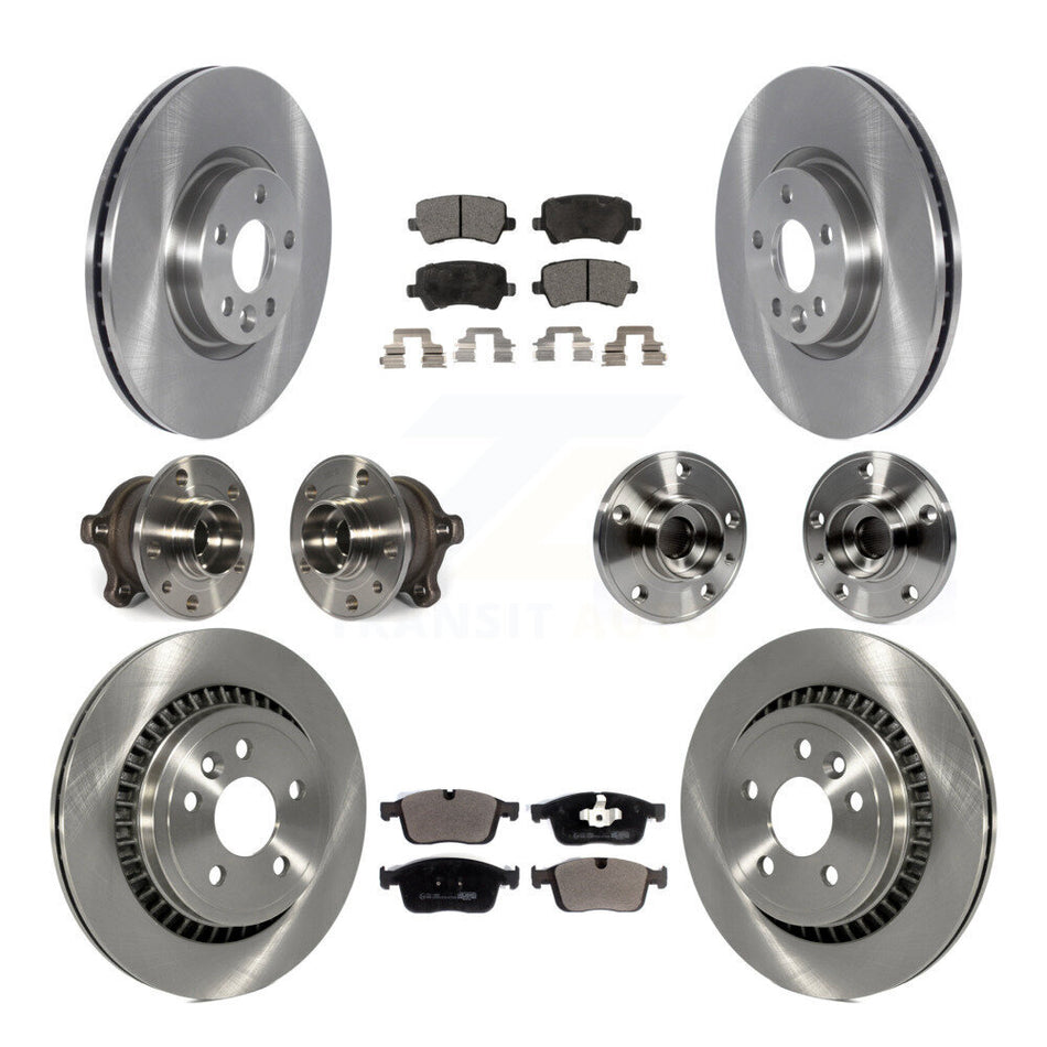Front Rear Hub Bearings Assembly Disc Brake Rotors And Ceramic Pads Kit (10Pc) For Volvo XC60 AWD KBB-119808
