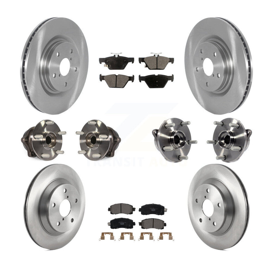 Front Rear Hub Bearings Assembly Disc Brake Rotors And Ceramic Pads Kit (10Pc) For 2019 Subaru Forester With 316mm Diameter Rotor KBB-119811